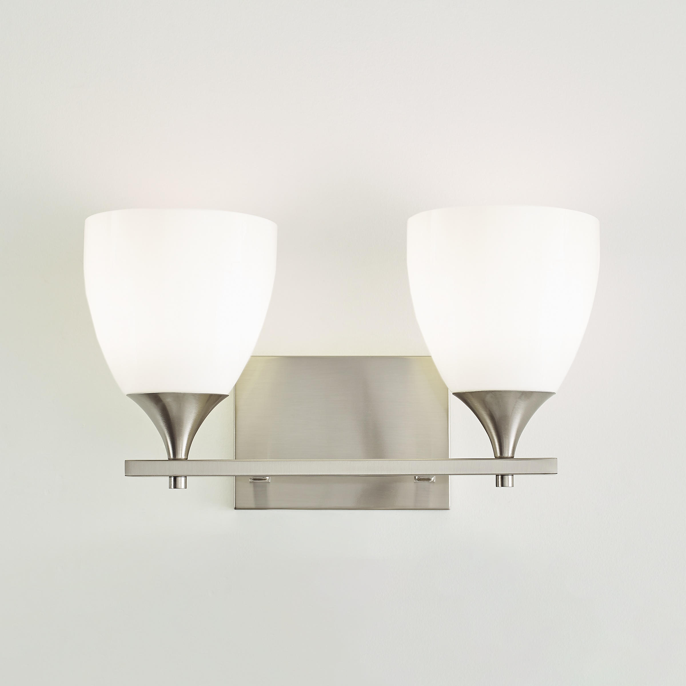 Toffino 2-Light Bath Sconce | Brushed Steel | Milk Glass