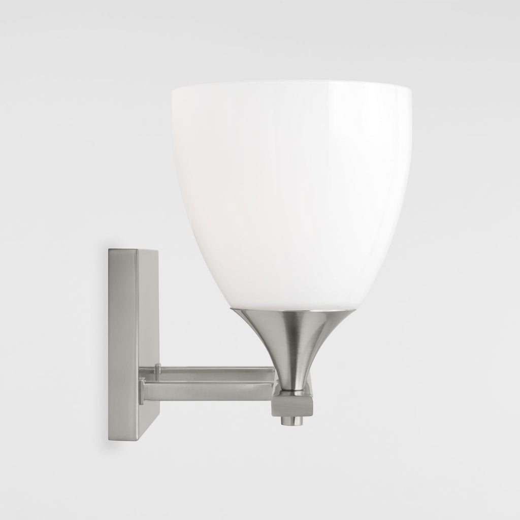 Toffino 2-Light Bath Sconce | Brushed Steel | Milk Glass