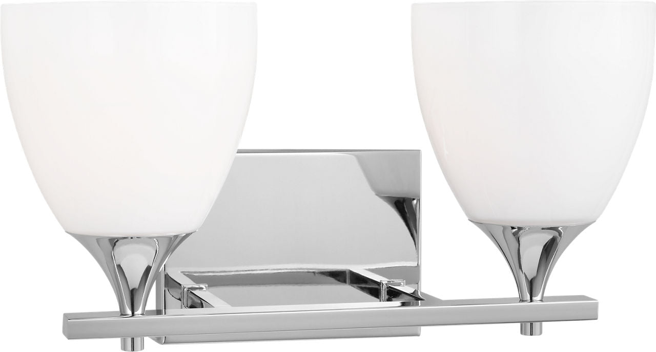 Toffino 2-Light Bath Sconce | Chrome | Milk Glass