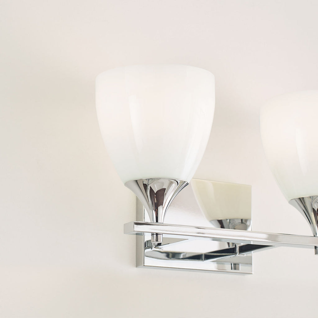Toffino 2-Light Bath Sconce | Chrome | Milk Glass
