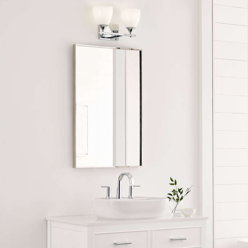Toffino 2-Light Bath Sconce | Chrome | Milk Glass