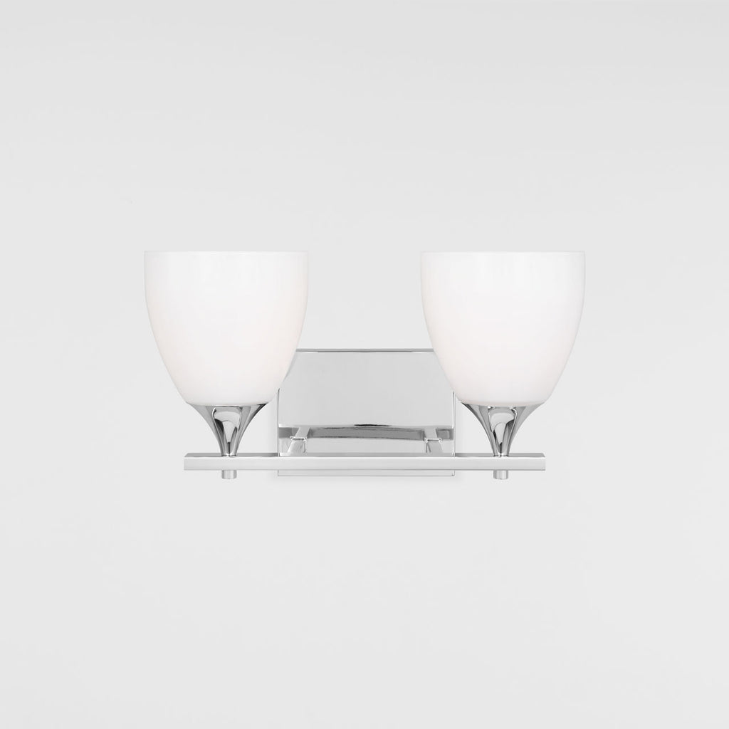 Toffino 2-Light Bath Sconce | Chrome | Milk Glass