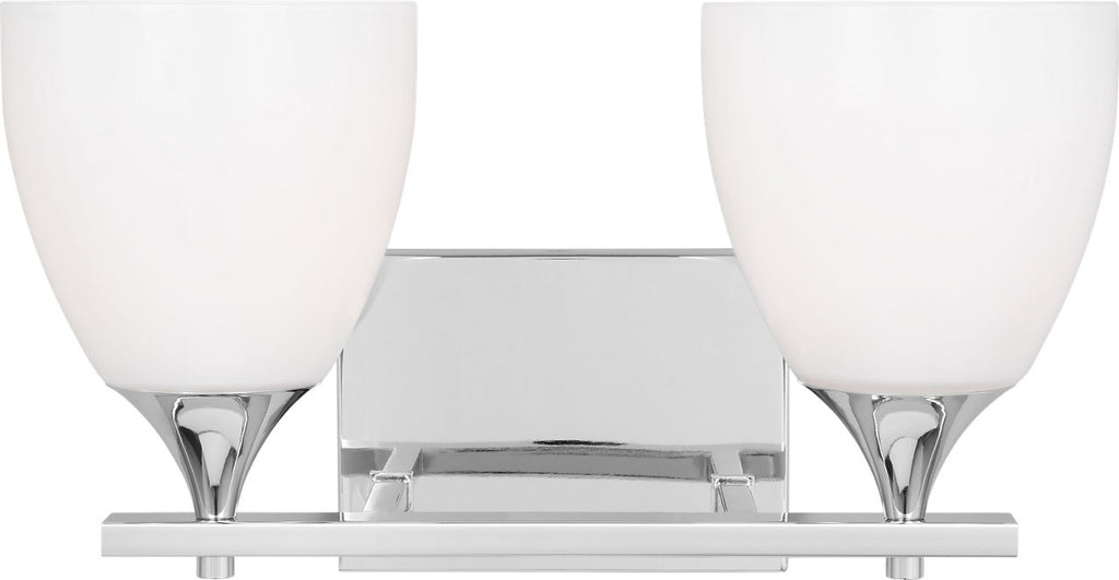 Toffino 2-Light Bath Sconce | Chrome | Milk Glass