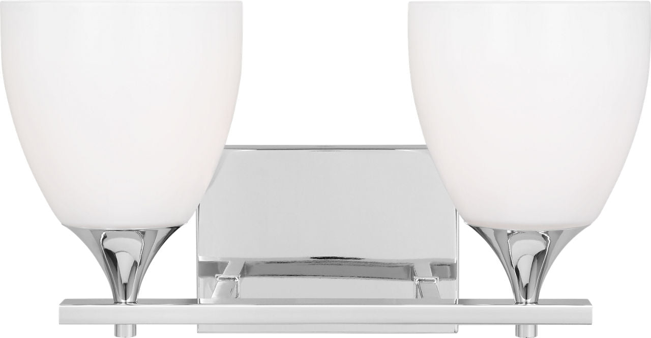 Toffino 2-Light Bath Sconce | Chrome | Milk Glass