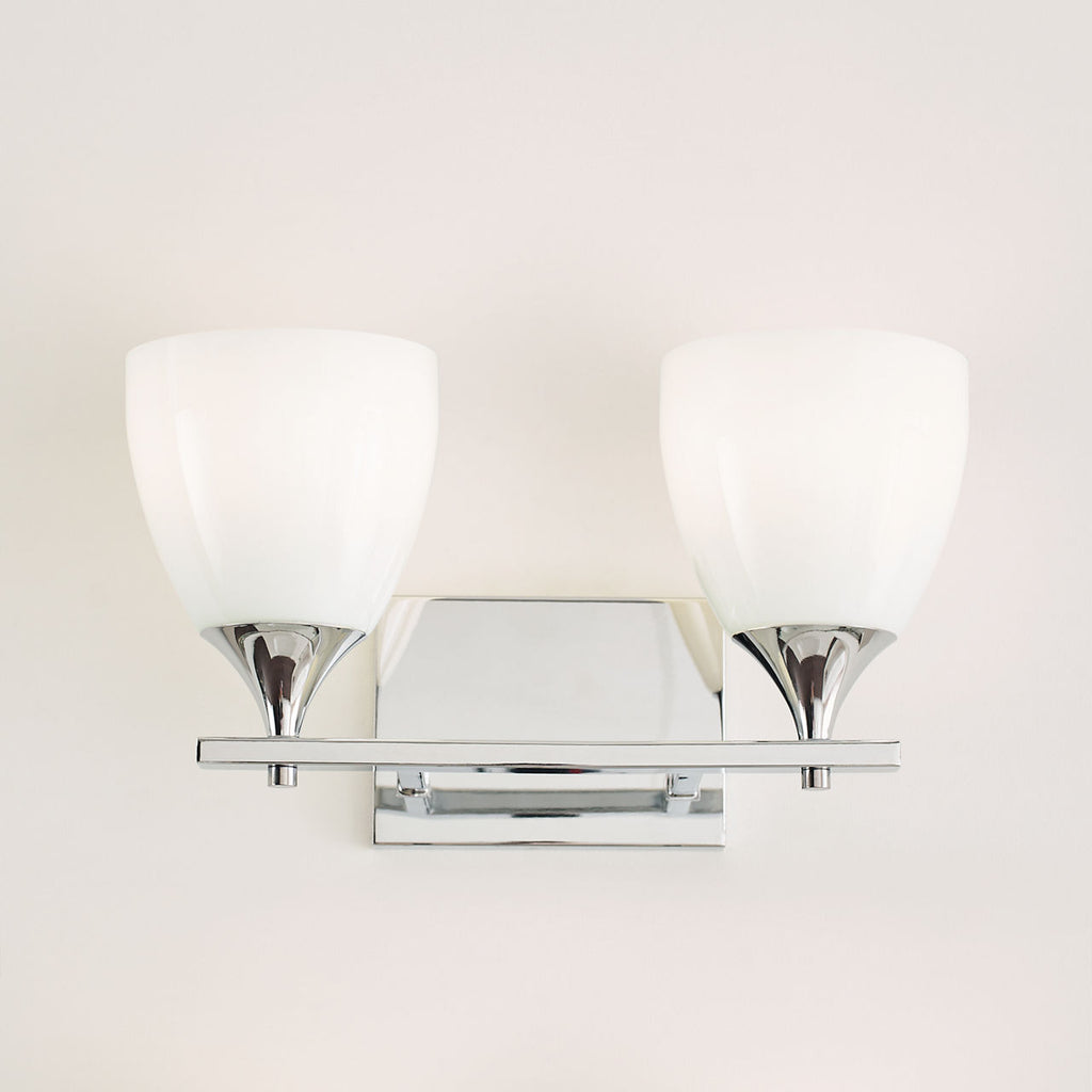 Toffino 2-Light Bath Sconce | Chrome | Milk Glass
