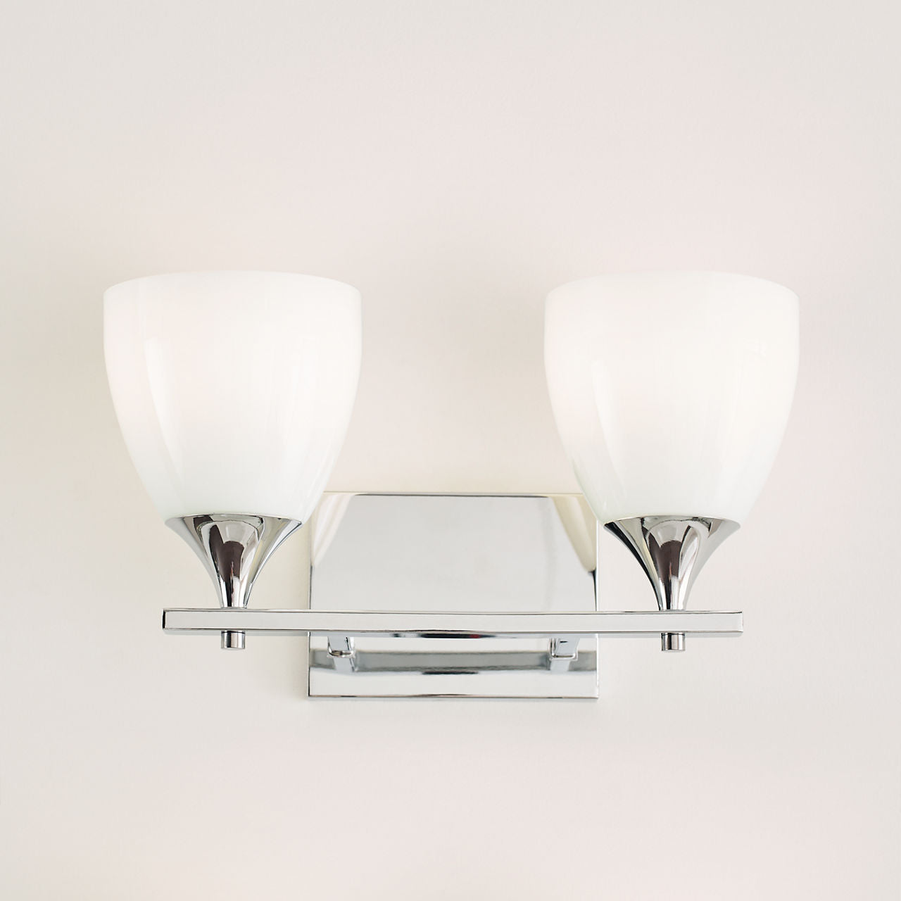 Toffino 2-Light Bath Sconce | Chrome | Milk Glass