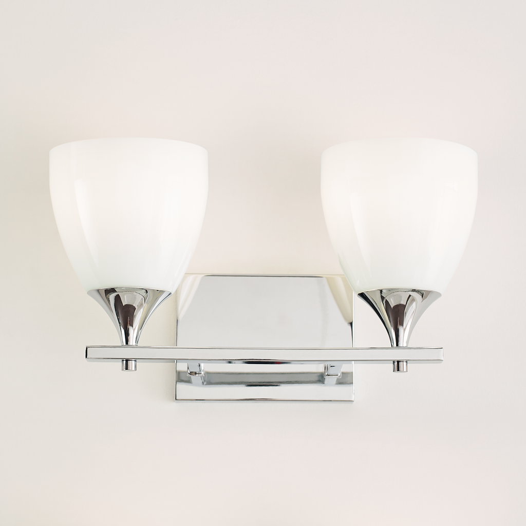 Toffino 2-Light Bath Sconce | Chrome | Milk Glass