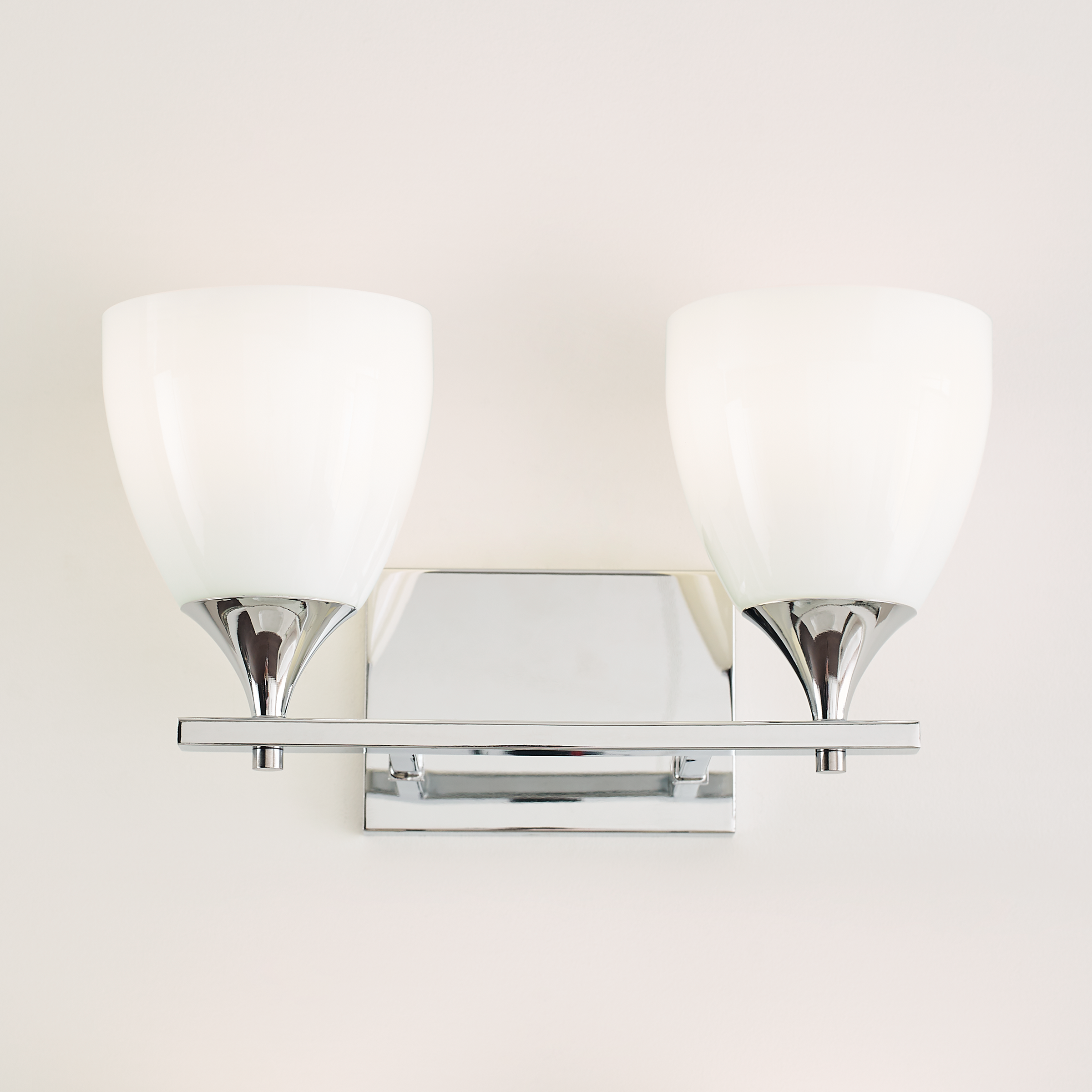 Toffino 2-Light Bath Sconce | Chrome | Milk Glass