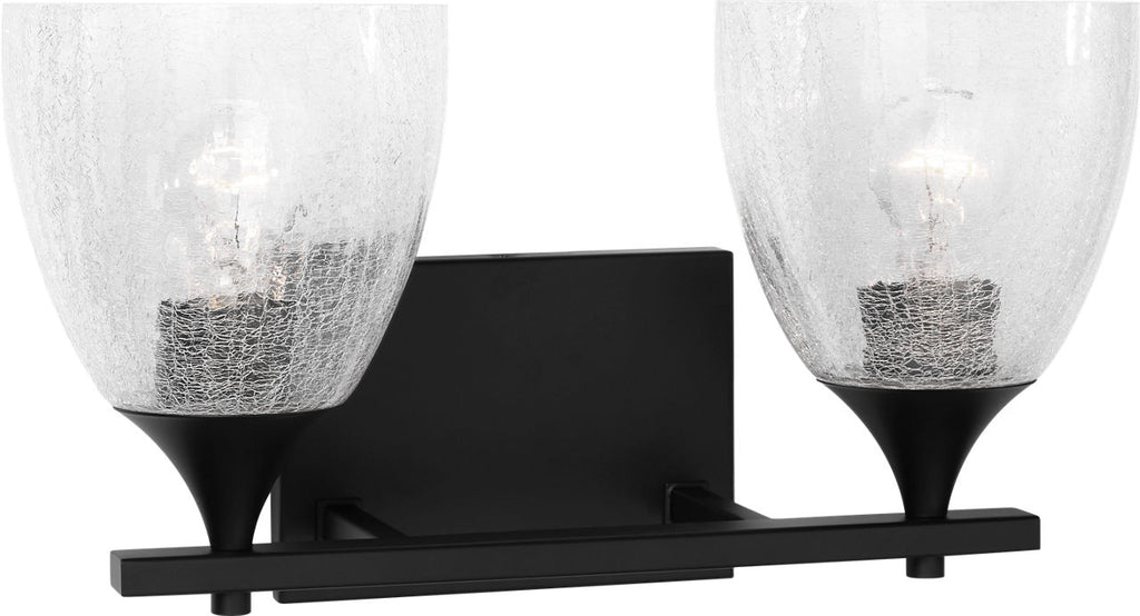 Toffino 2-Light Bath Sconce | Midnight Black | Clear Crackle Glass