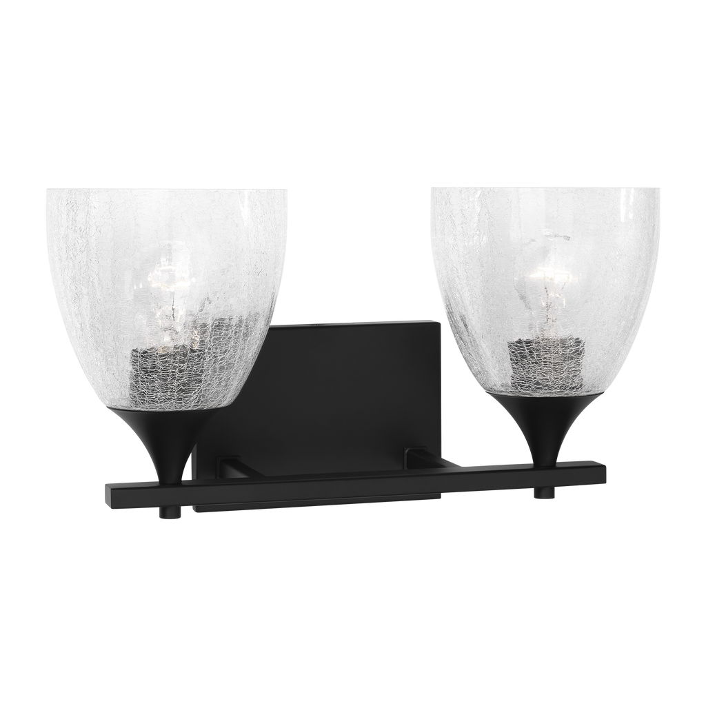 Toffino 2-Light Bath Sconce | Midnight Black | Clear Crackle Glass