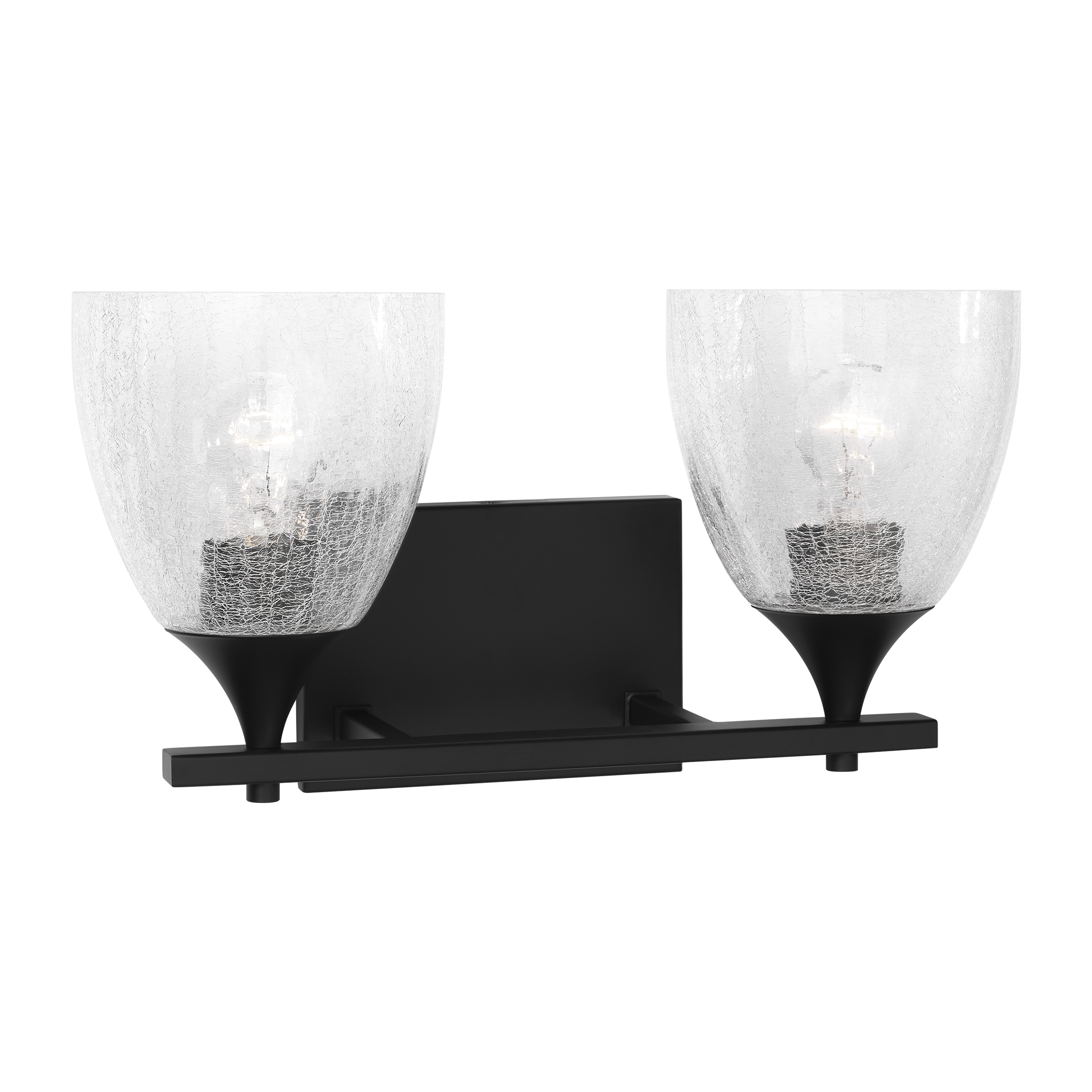 Toffino 2-Light Bath Sconce | Midnight Black | Clear Crackle Glass
