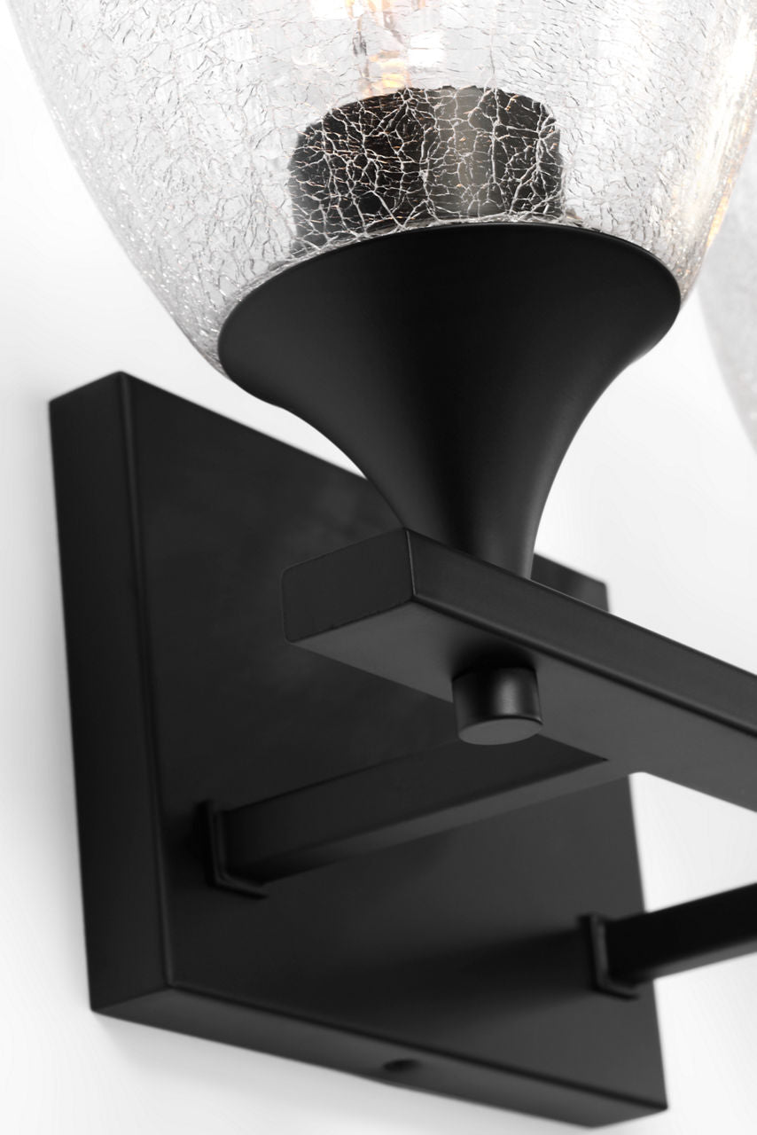 Toffino 2-Light Bath Sconce | Midnight Black | Clear Crackle Glass