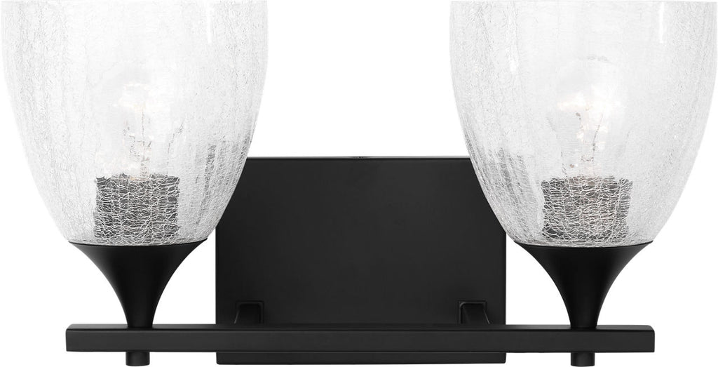 Toffino 2-Light Bath Sconce | Midnight Black | Clear Crackle Glass
