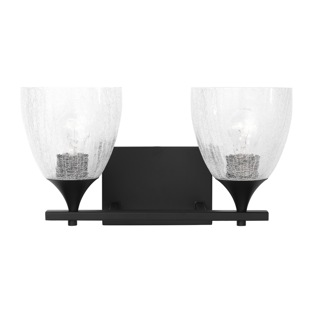 Toffino 2-Light Bath Sconce | Midnight Black | Clear Crackle Glass
