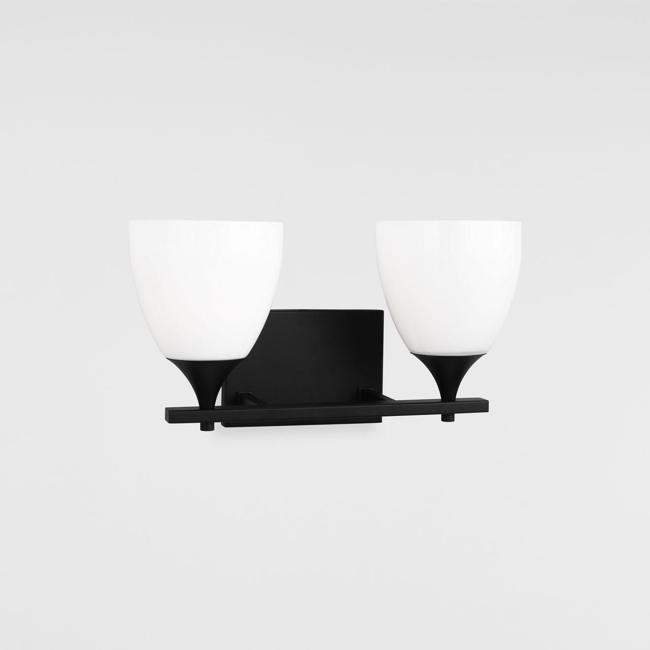 Toffino 2-Light Bath Sconce | Midnight Black | Milk Glass