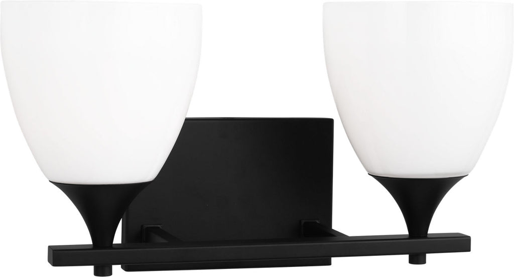 Toffino 2-Light Bath Sconce | Midnight Black | Milk Glass