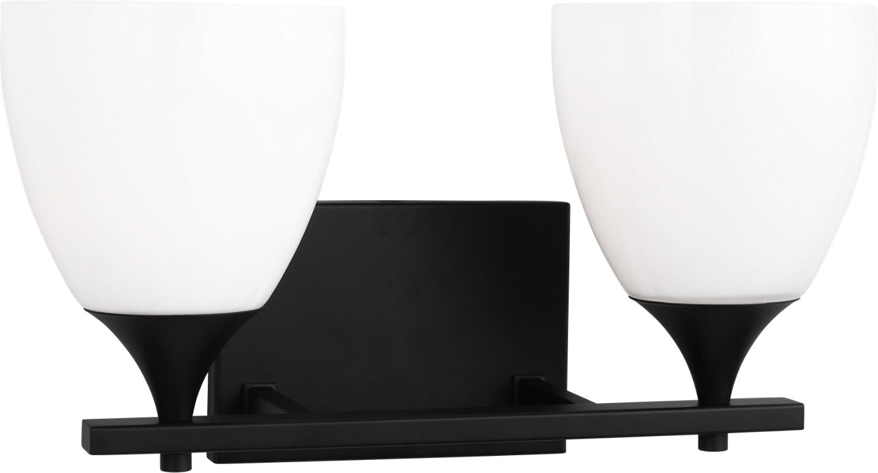 Toffino 2-Light Bath Sconce | Midnight Black | Milk Glass