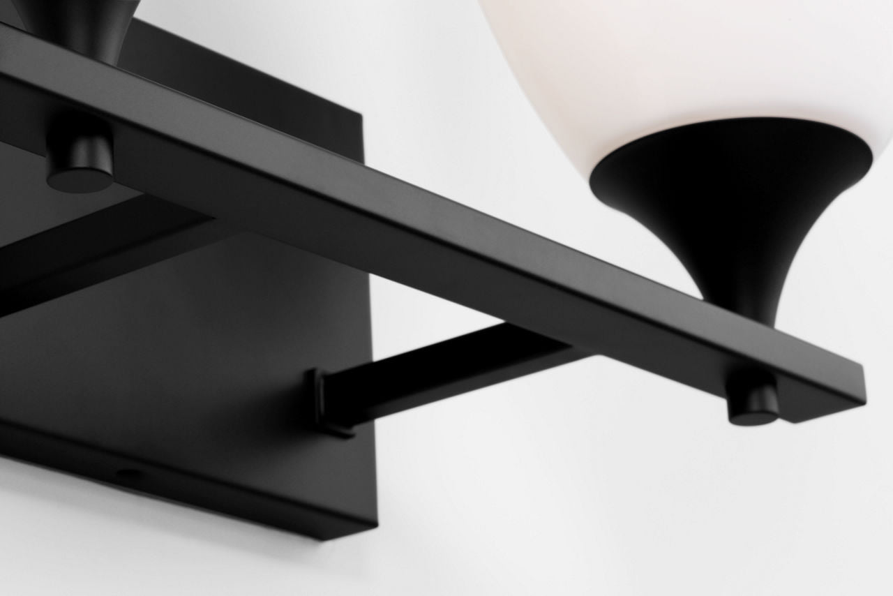 Toffino 2-Light Bath Sconce | Midnight Black | Milk Glass