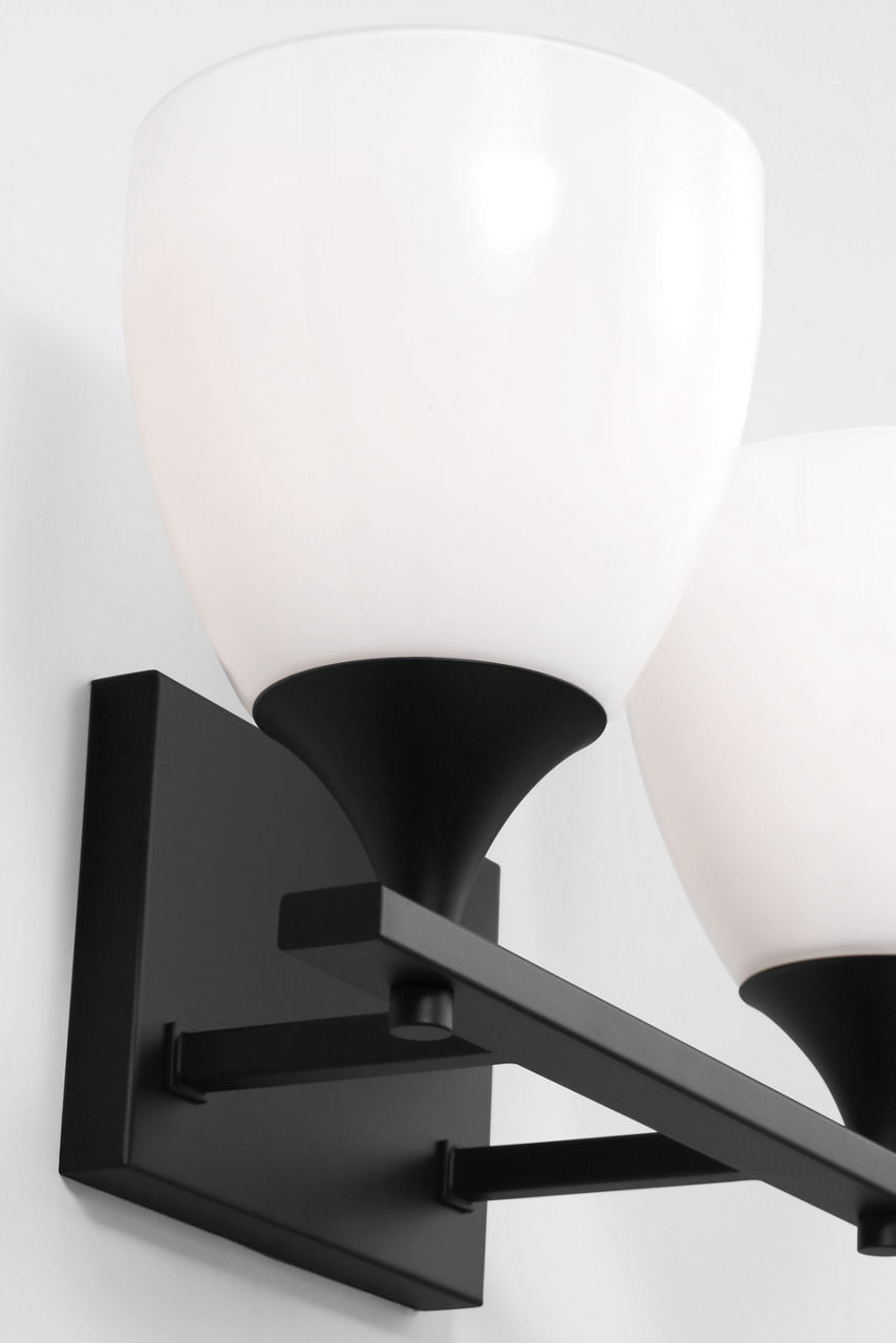 Toffino 2-Light Bath Sconce | Midnight Black | Milk Glass