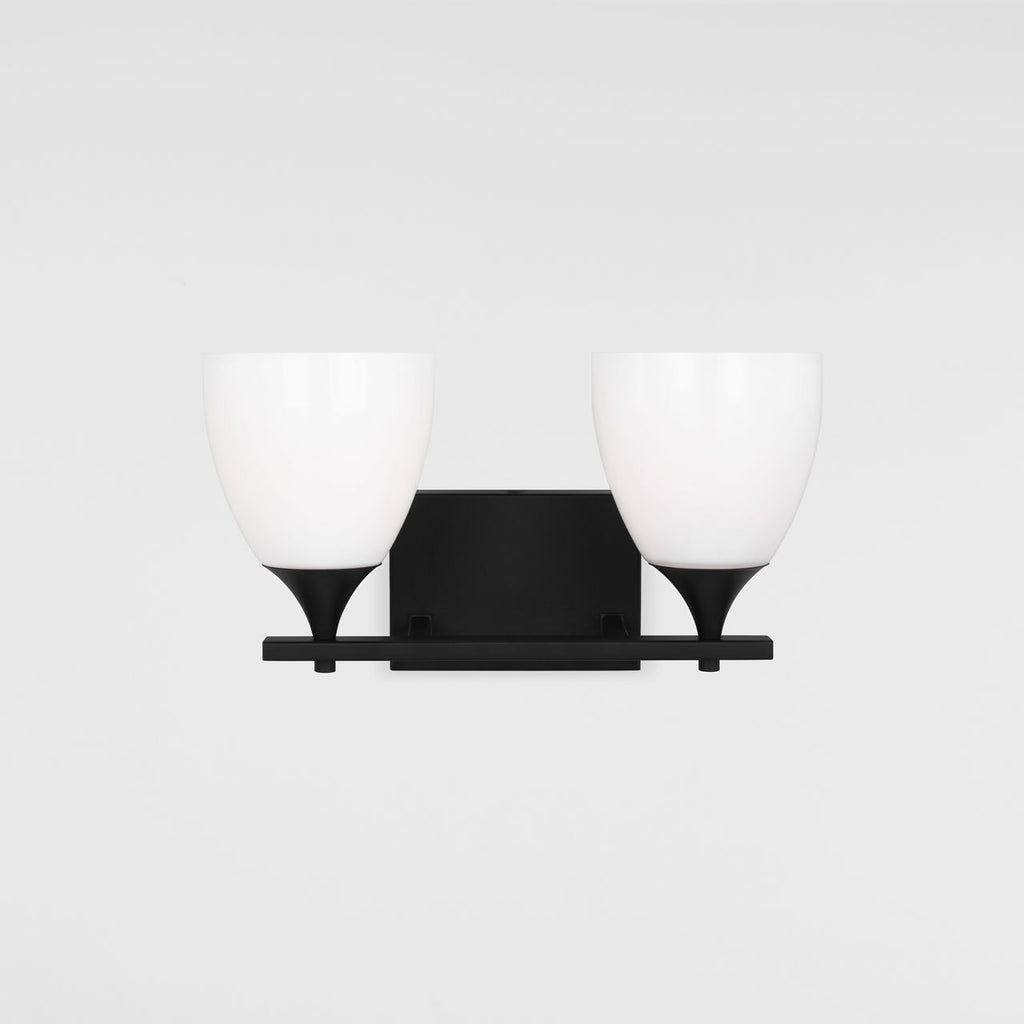 Toffino 2-Light Bath Sconce | Midnight Black | Milk Glass