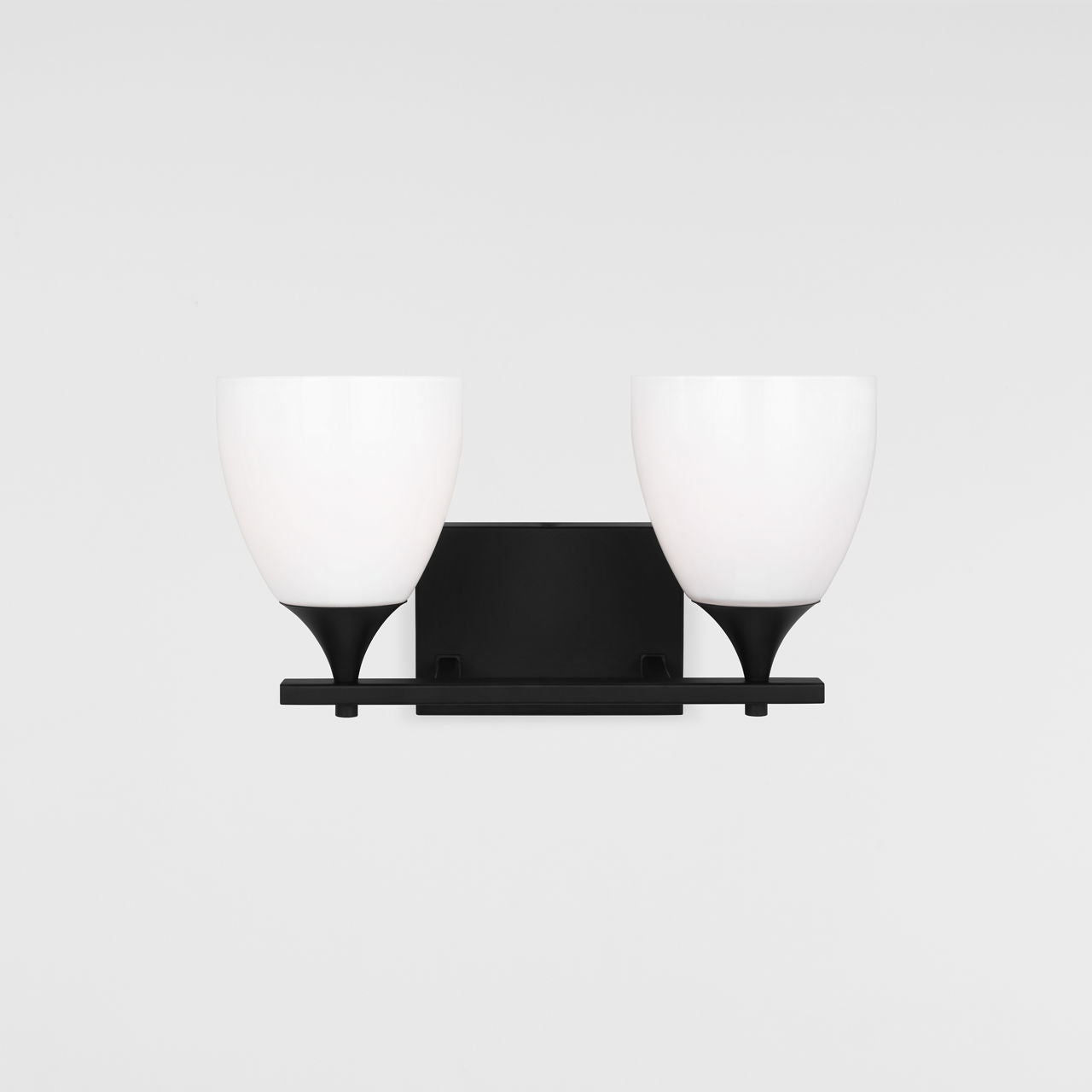 Toffino 2-Light Bath Sconce | Midnight Black | Milk Glass