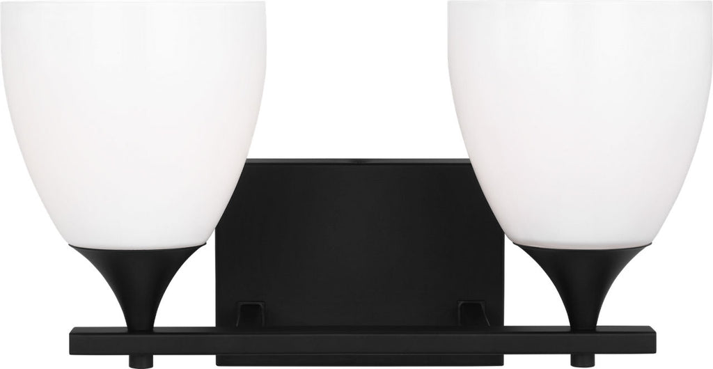 Toffino 2-Light Bath Sconce | Midnight Black | Milk Glass