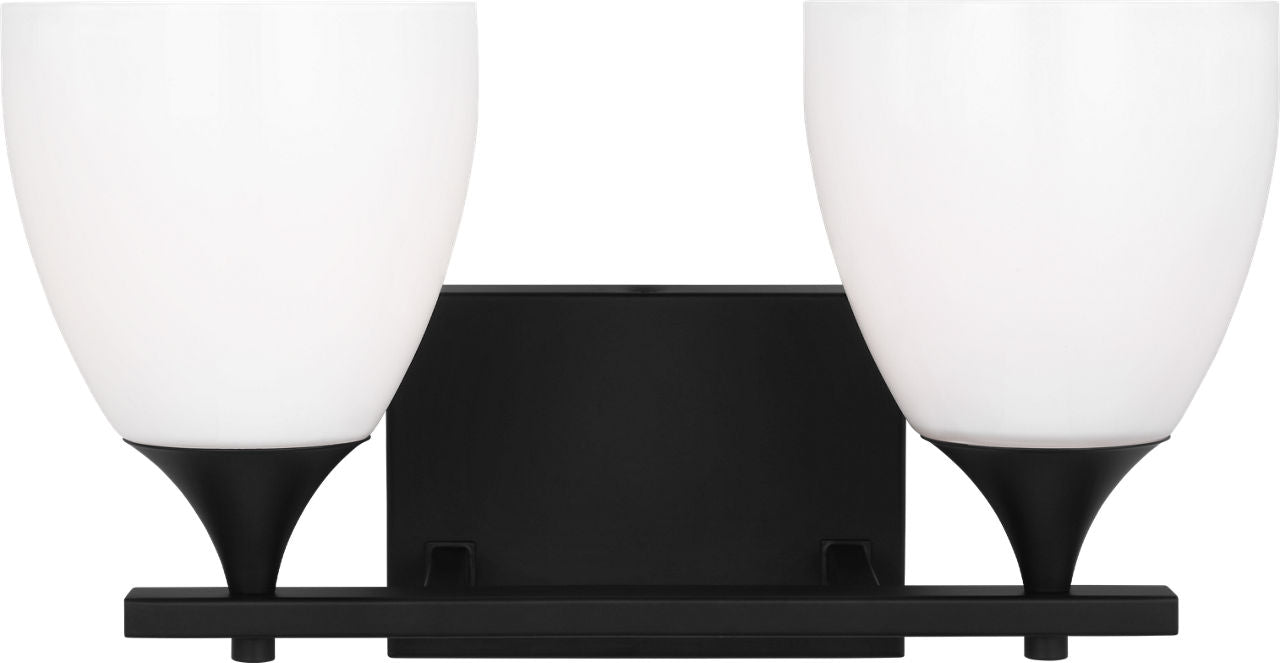 Toffino 2-Light Bath Sconce | Midnight Black | Milk Glass