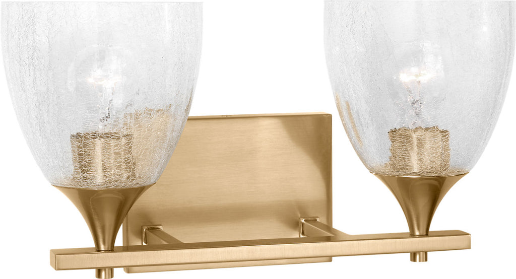 Toffino 2-Light Bath Sconce | Satin Brass | Clear Crackle Glass