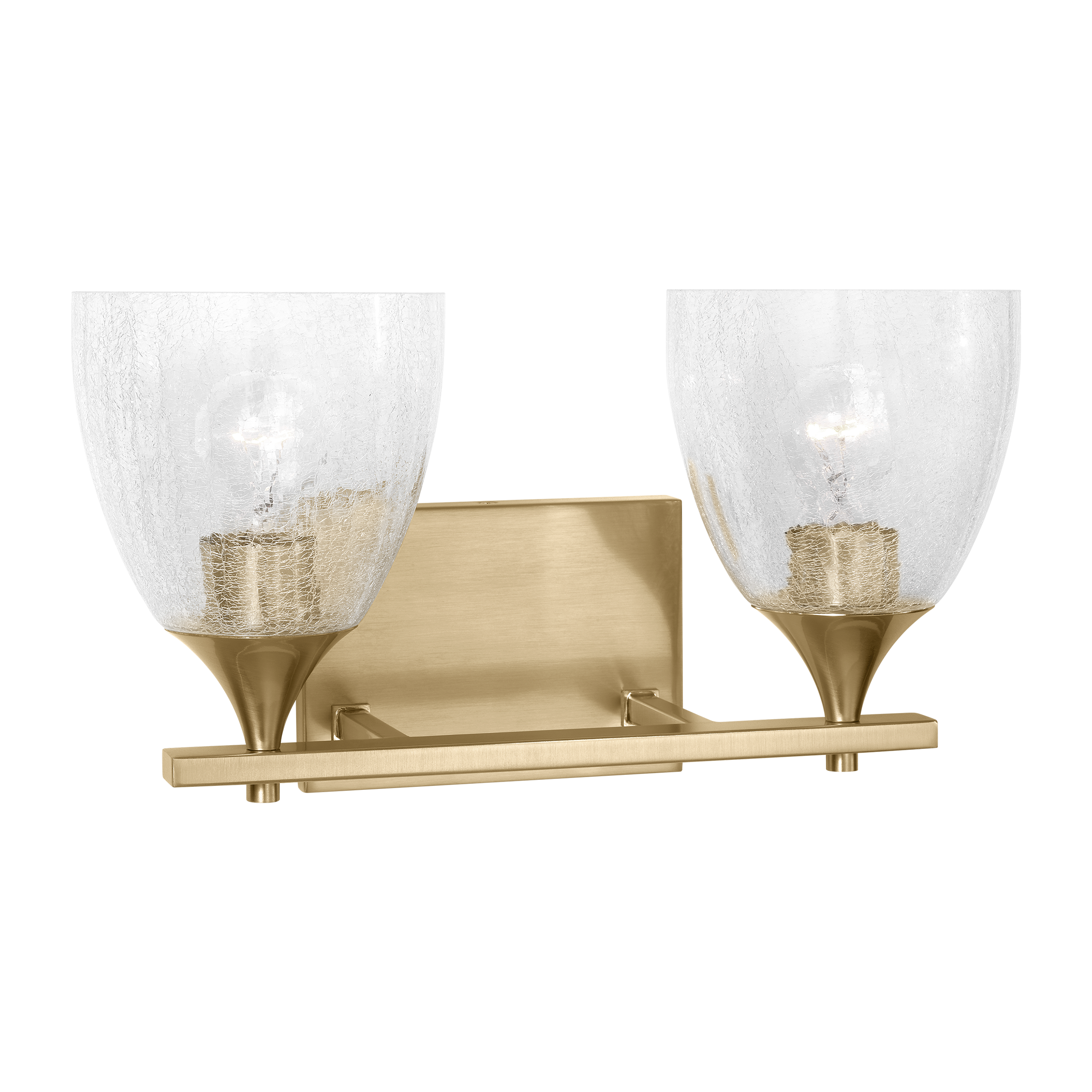 Toffino 2-Light Bath Sconce | Satin Brass | Clear Crackle Glass