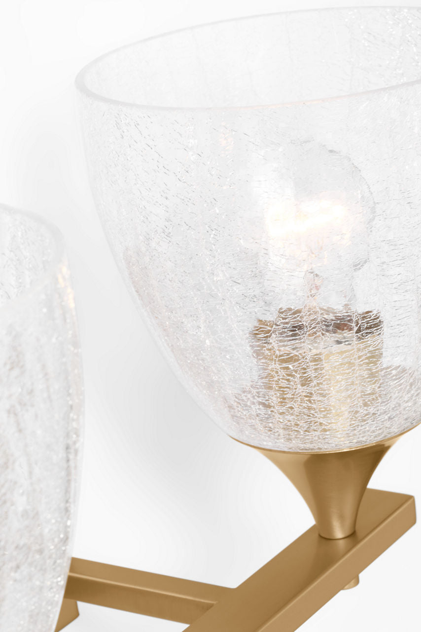 Toffino 2-Light Bath Sconce | Satin Brass | Clear Crackle Glass