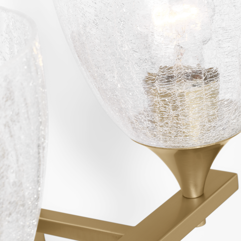 Toffino 2-Light Bath Sconce | Satin Brass | Clear Crackle Glass
