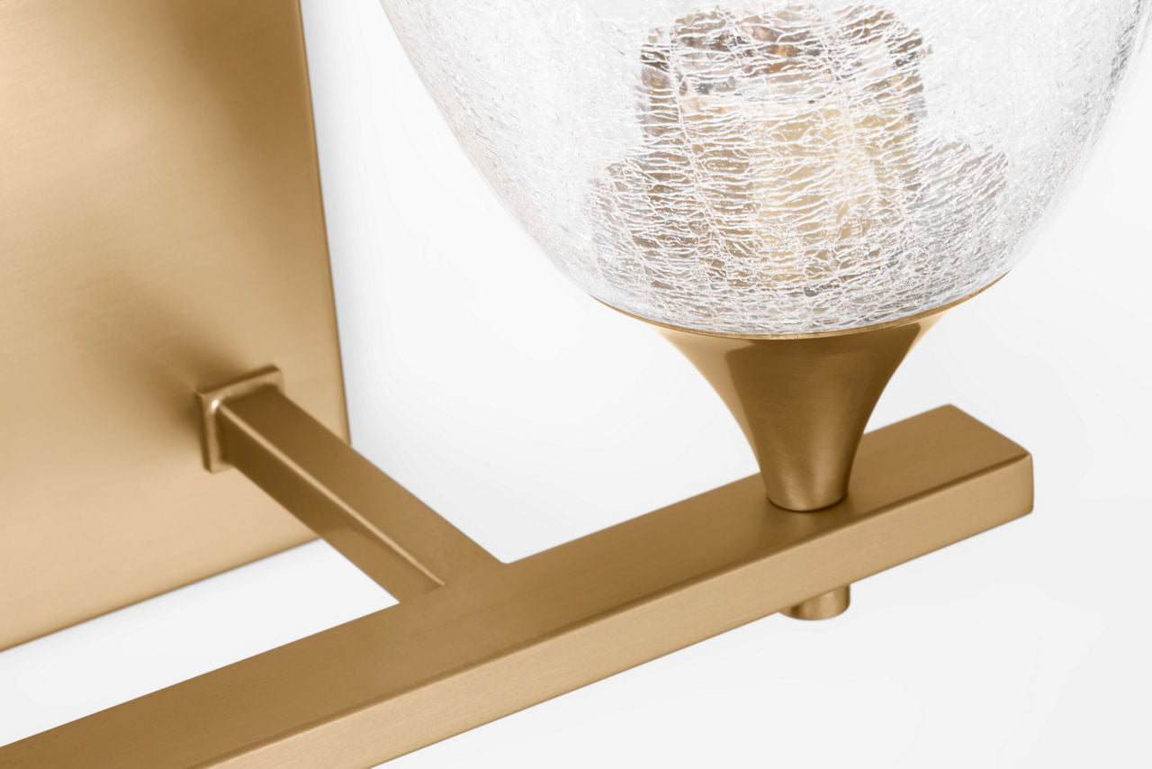 Toffino 2-Light Bath Sconce | Satin Brass | Clear Crackle Glass