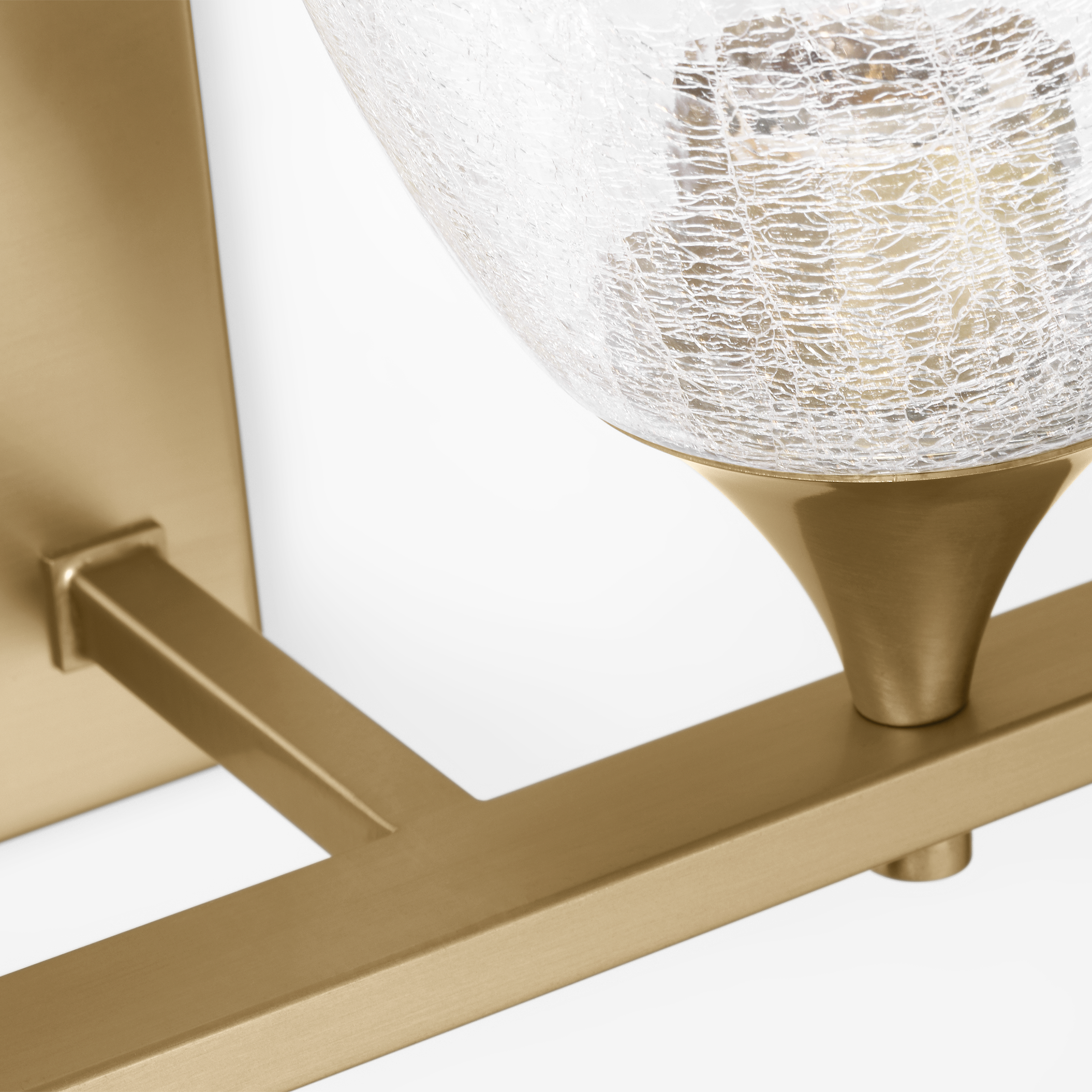 Toffino 2-Light Bath Sconce | Satin Brass | Clear Crackle Glass