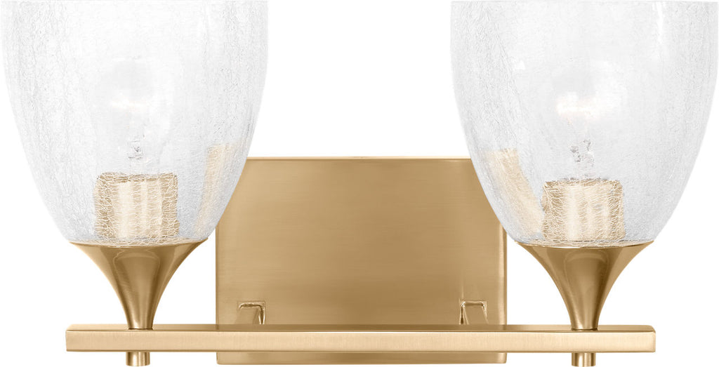 Toffino 2-Light Bath Sconce | Satin Brass | Clear Crackle Glass