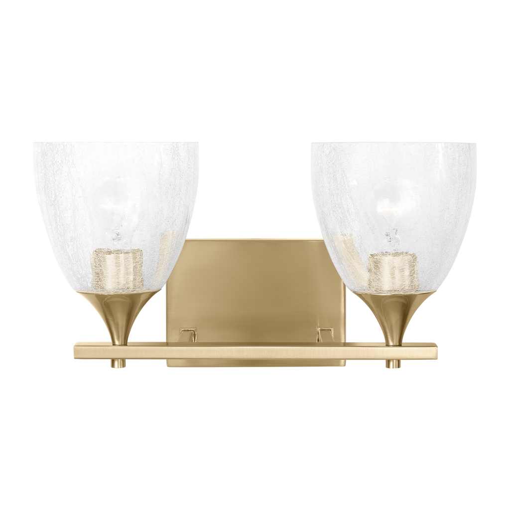 Toffino 2-Light Bath Sconce | Satin Brass | Clear Crackle Glass