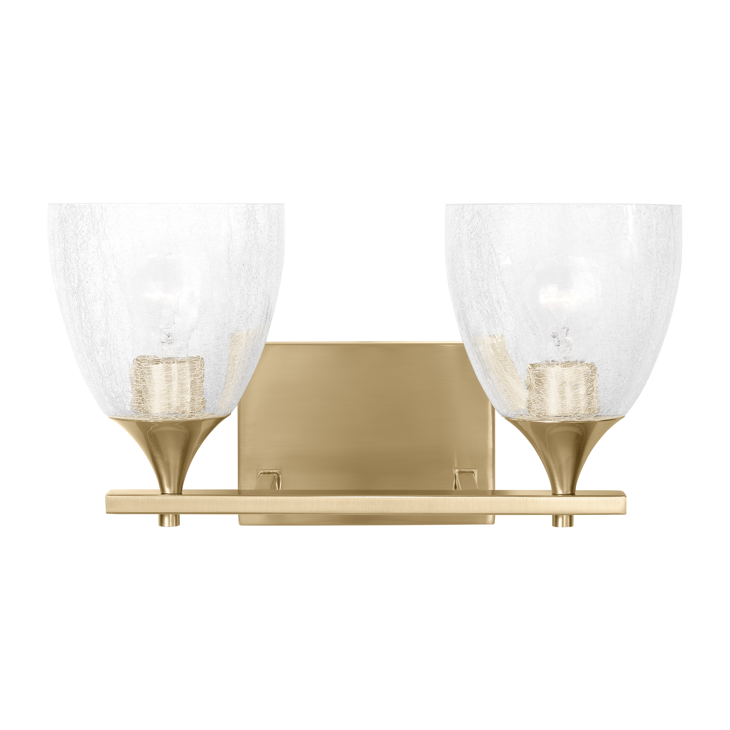 Toffino 2-Light Bath Sconce | Satin Brass | Clear Crackle Glass