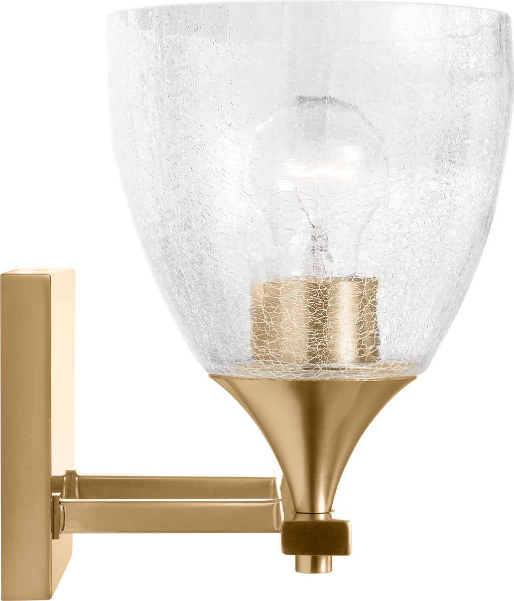 Toffino 2-Light Bath Sconce | Satin Brass | Clear Crackle Glass