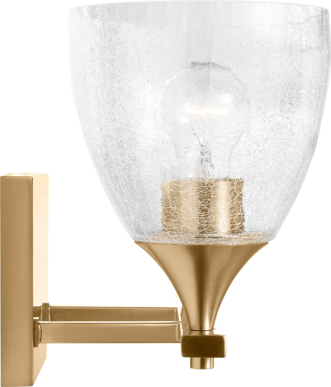 Toffino 2-Light Bath Sconce | Satin Brass | Clear Crackle Glass