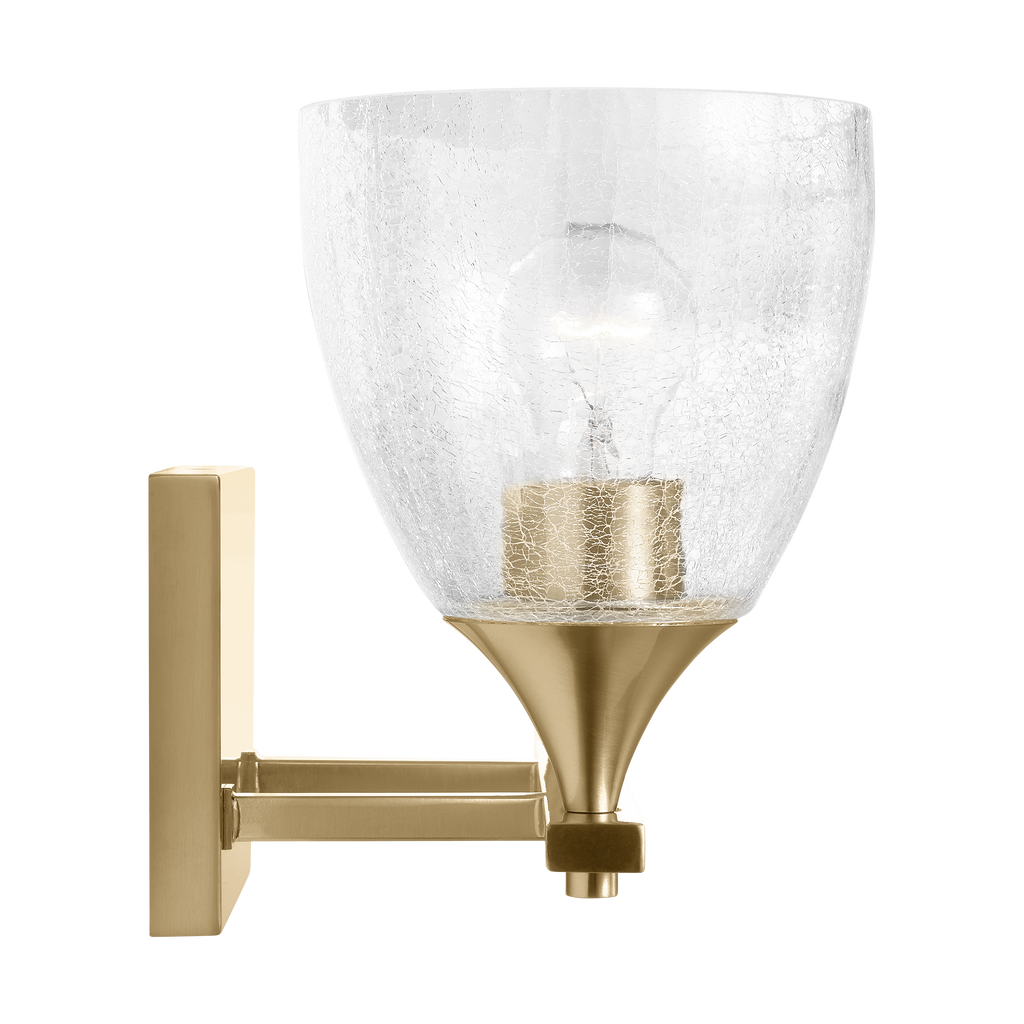 Toffino 2-Light Bath Sconce | Satin Brass | Clear Crackle Glass