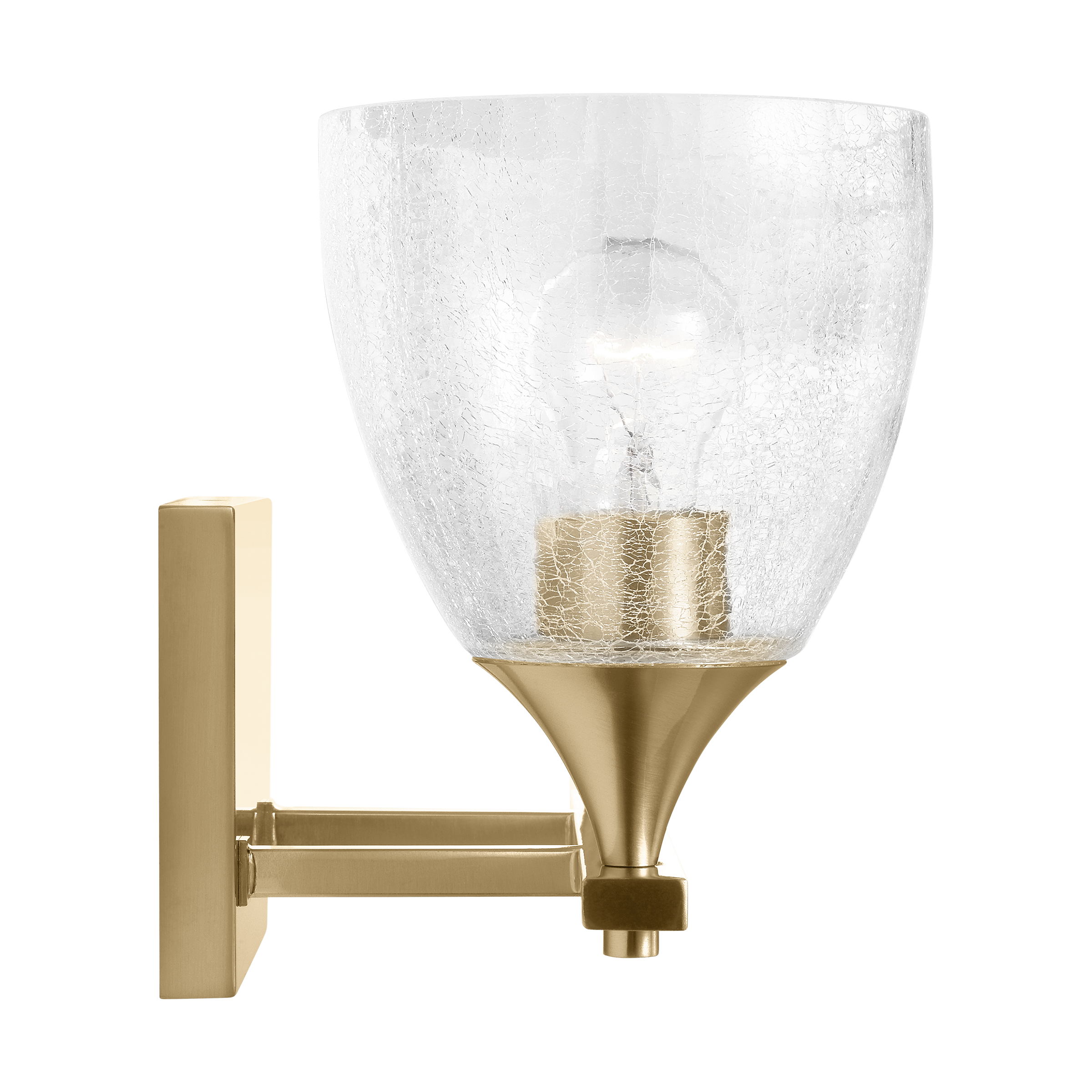 Toffino 2-Light Bath Sconce | Satin Brass | Clear Crackle Glass