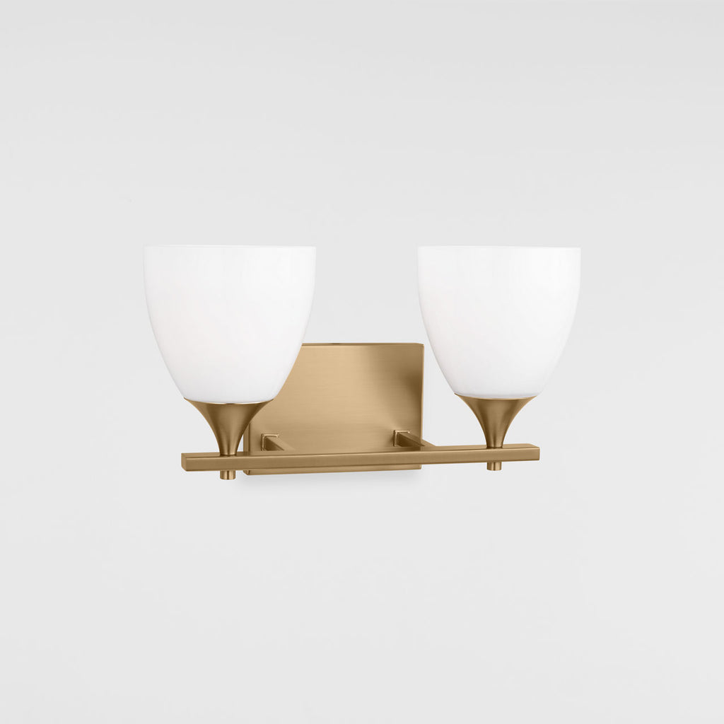Toffino 2-Light Bath Sconce | Satin Brass | Milk Glass