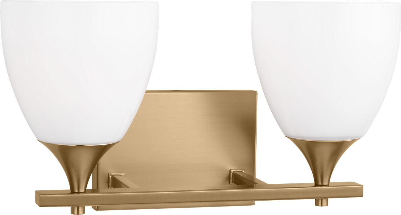 Toffino 2-Light Bath Sconce | Satin Brass | Milk Glass