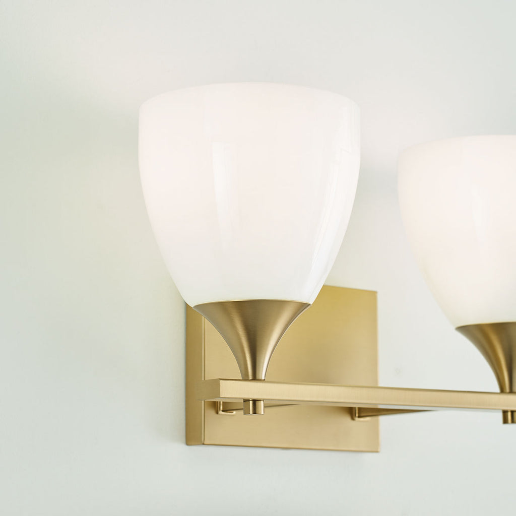 Toffino 2-Light Bath Sconce | Satin Brass | Milk Glass