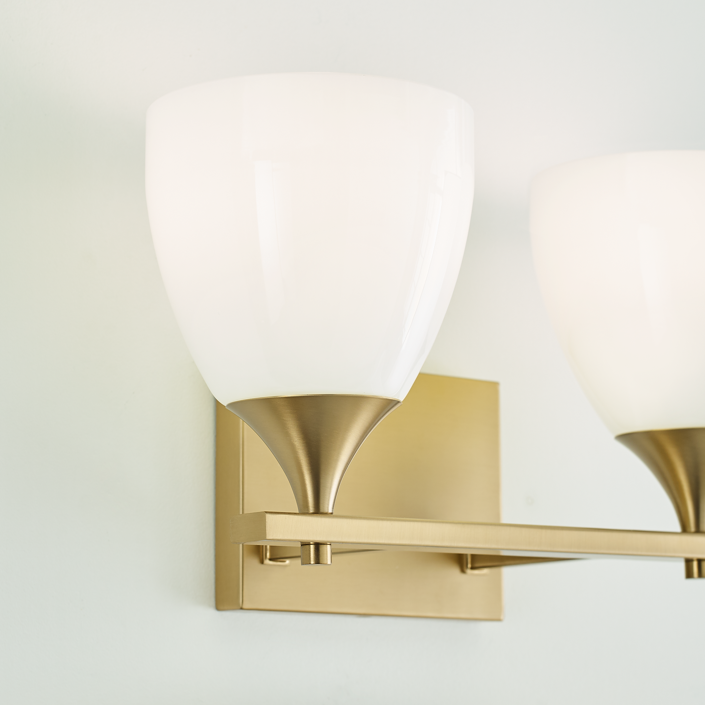 Toffino 2-Light Bath Sconce | Satin Brass | Milk Glass