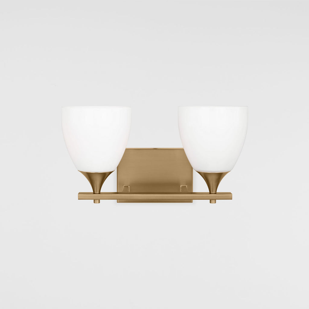Toffino 2-Light Bath Sconce | Satin Brass | Milk Glass