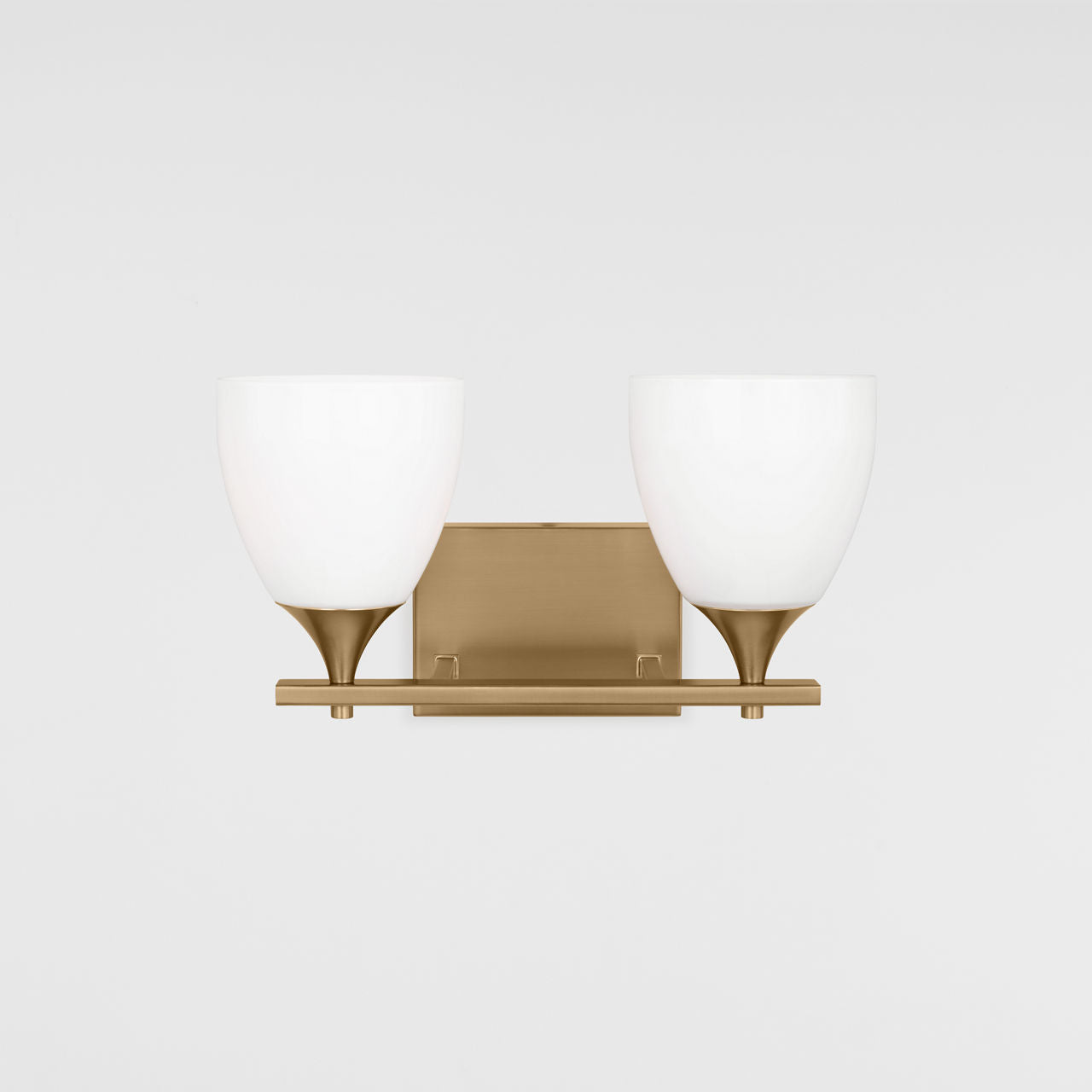 Toffino 2-Light Bath Sconce | Satin Brass | Milk Glass