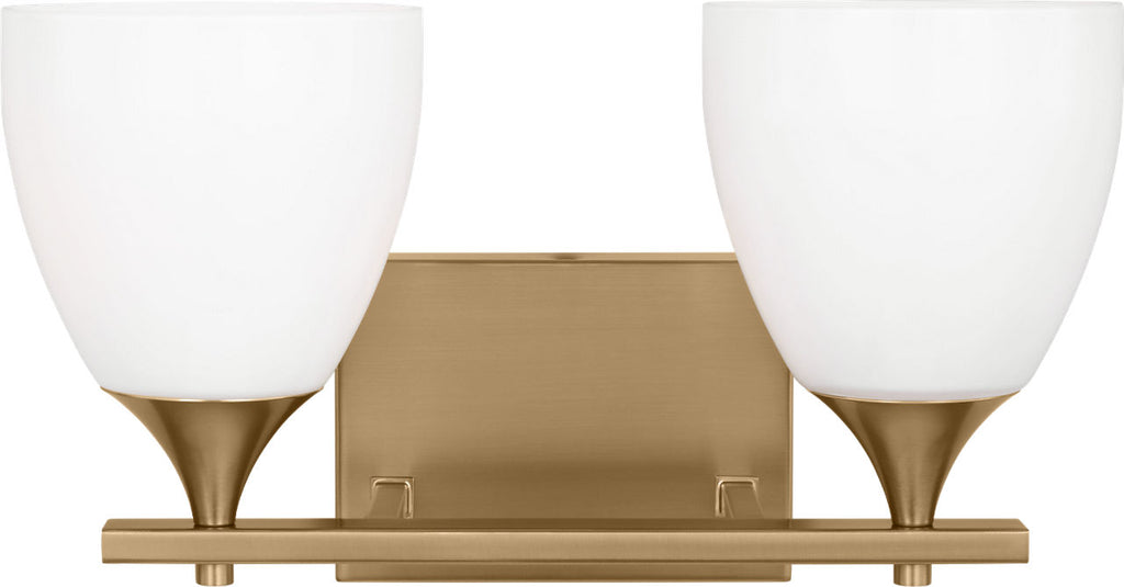 Toffino 2-Light Bath Sconce | Satin Brass | Milk Glass