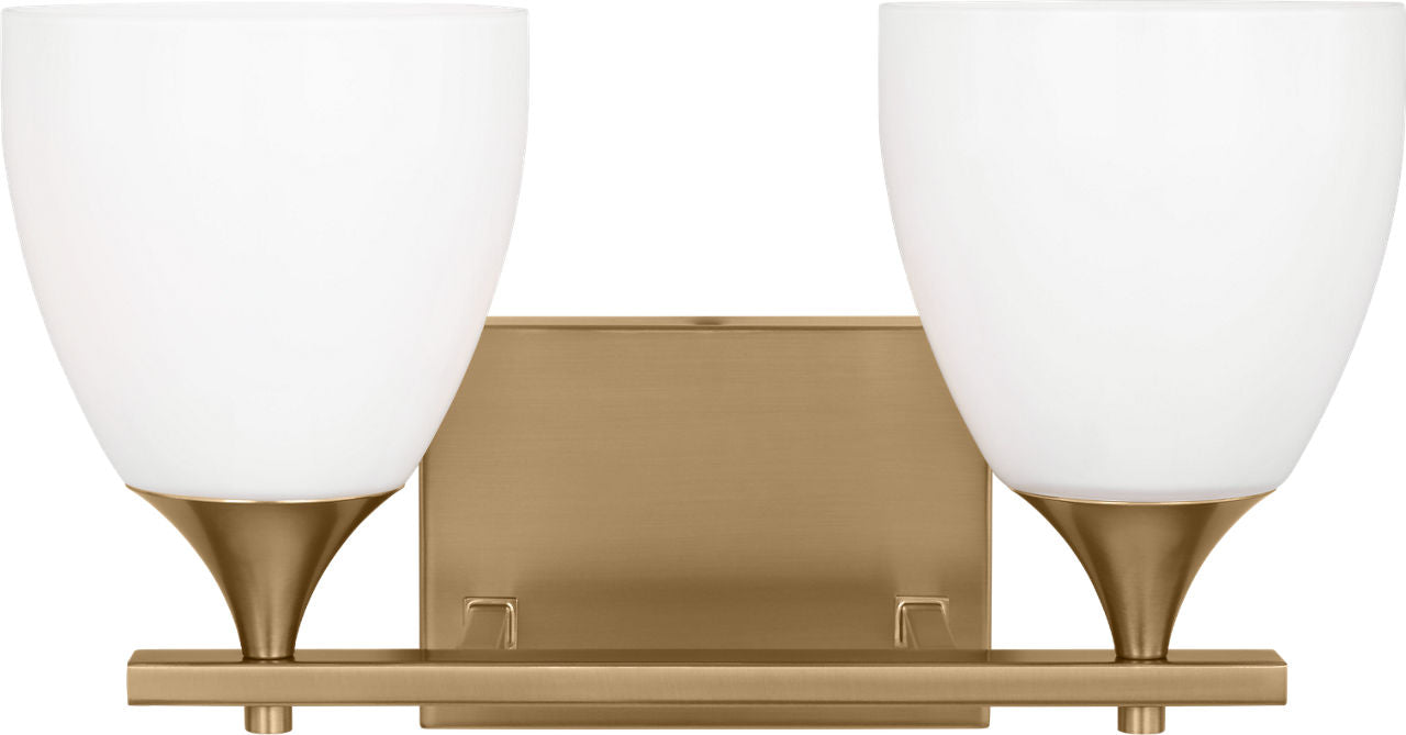 Toffino 2-Light Bath Sconce | Satin Brass | Milk Glass