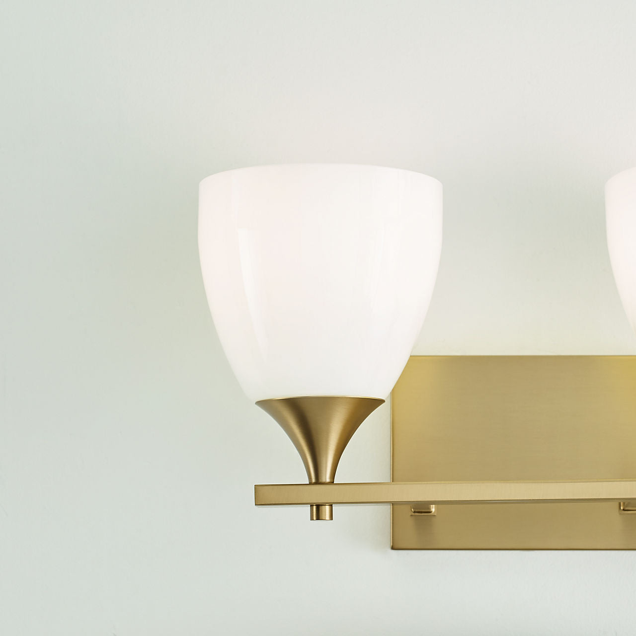Toffino 2-Light Bath Sconce | Satin Brass | Milk Glass