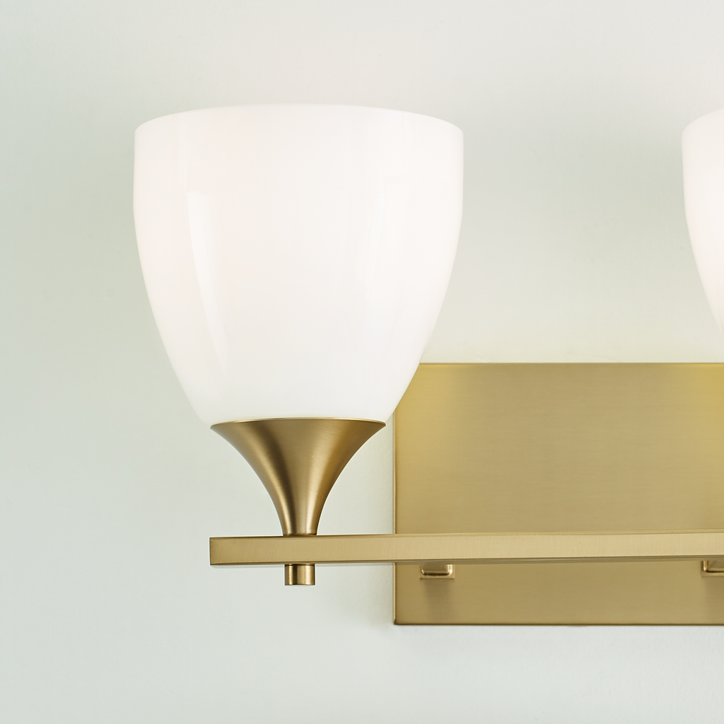 Toffino 2-Light Bath Sconce | Satin Brass | Milk Glass